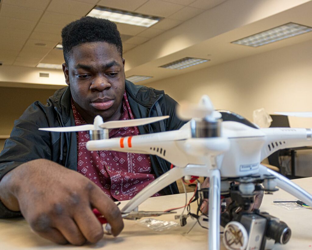 Student working on drone - emerging tech 2