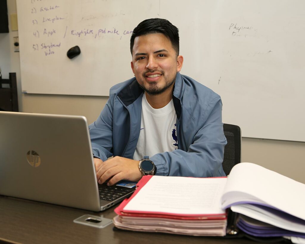 Student working in marketing department