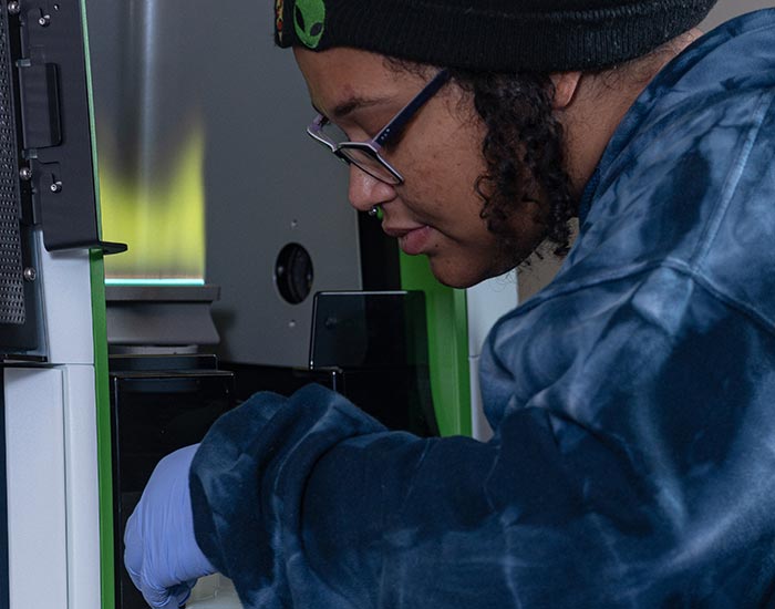 Student working in the lab