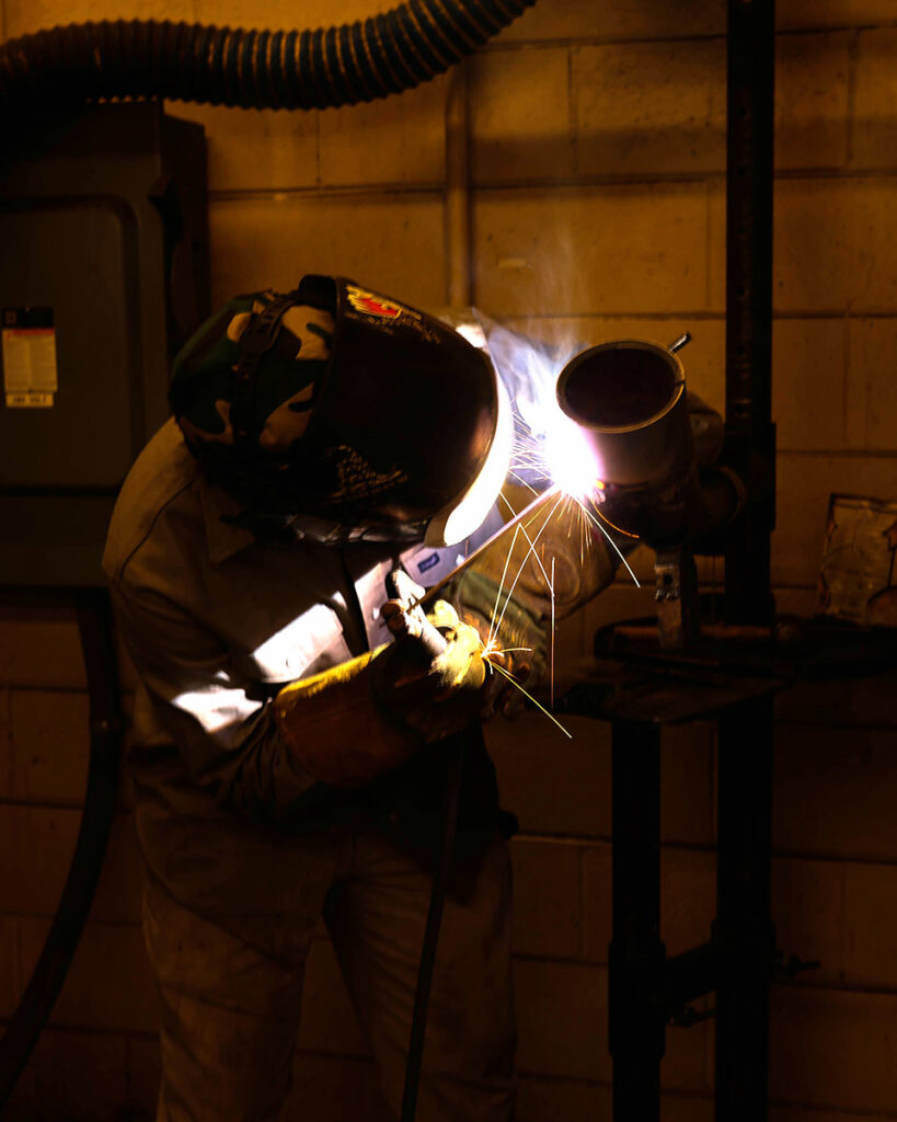 student welding